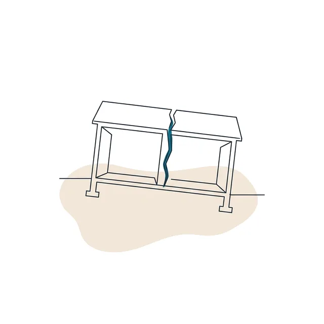 Bâtiment coupé par une fissure de tassement